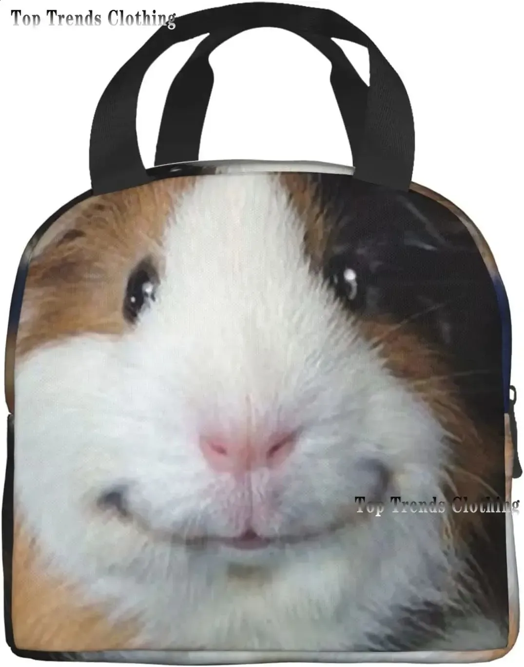 Porcellino d'India con popcorn, borsa termica impermeabile riutilizzabile per il pranzo, tasca frontale, utilizzata per picnic in spiaggia 250318l_voghion.com