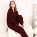 Pigiama in flanella taglie forti - Pigiama invernale caldo ed elegante con stampa a quadri rossi/neri, completo da notte a maniche lunghe per donna_voghion.com