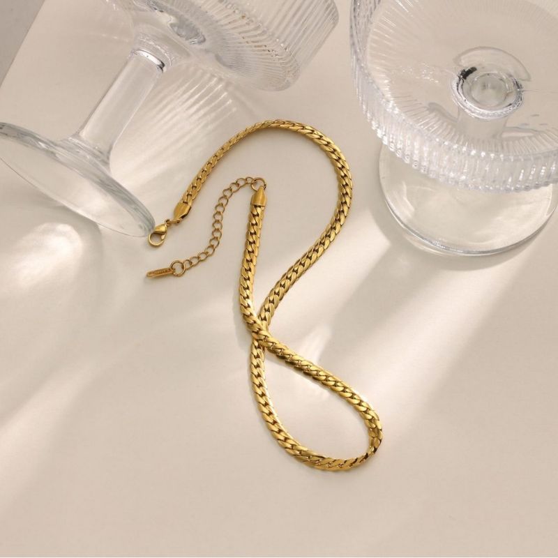Steel Titanium French Cuban Chain Hip-Hop Necklace Versatile High-Quality Vacuum Electroplated Real Gold Jewelry_voghion.com