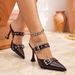 7199-2 Pointed Toe Double Belt Buckle Heel For Women New Niche High-End Sense Internet Celebrity Backless High Heels_voghion.com