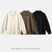 Maglione polo vintage da uomo in maglia a trecce – Pullover con collo a coste spesso e texture retrò (M-XXL, Nero/Crema/Marrone cacao, Estetica old money)_voghion.com