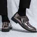 Shiny Brogue British Style Smooth Men Silver Sequin Leather Men's Stylish Shoes Gold_voghion.com