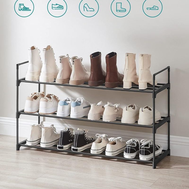 3 Layer Splicing Assembly Multifunctional Shoe Cabinet Dormitory Door Shoe Rack Iron Bedroom Simple Shoe Rack_voghion.com
