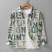 Camicia a maniche lunghe da uomo – Camicia casual oversize in cotone con stampa a lettere_voghion.com