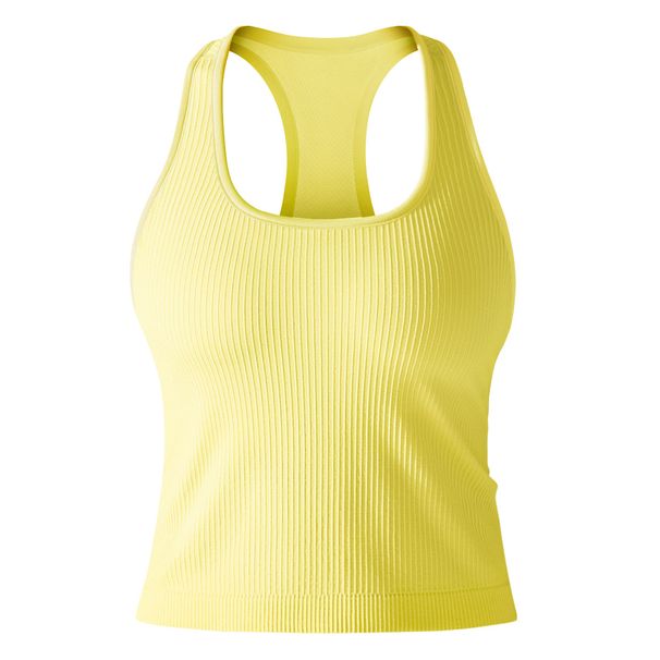 Jednolita kolorowa, elastyczna, ściśle dopasowana kamizelka w kształcie litery I, sportowy top do biegania, fitnessu i jogi, damska_voghion.com