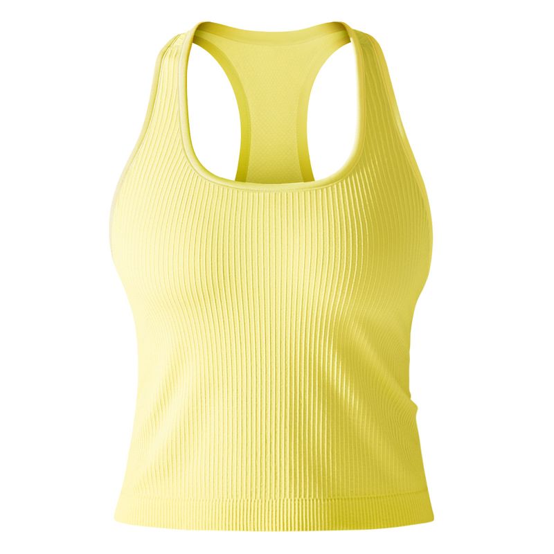 Solid color thread high elasticity tight fitting I-shaped long vest, sports running fitness yoga suit top, women's_voghion.com