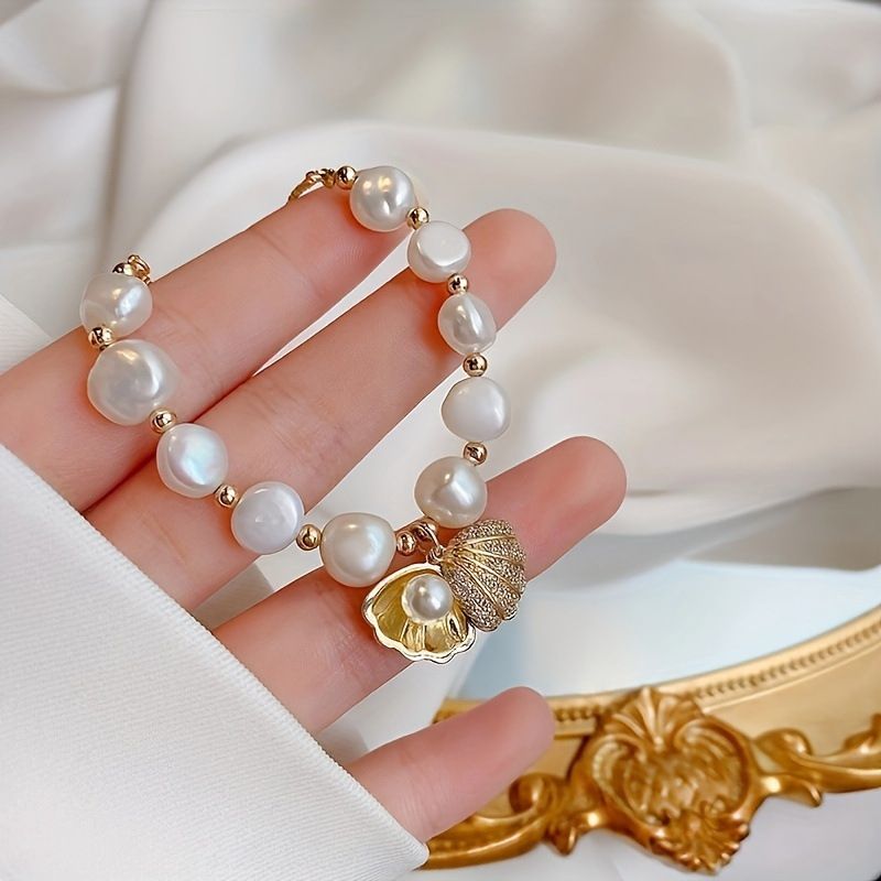 Bracciale con perle barocche dal design semplice INS per donna_voghion.com