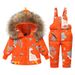 Dinosaur Print Kids Down Jacket & Snowsuit Set - Warm Winter Coat For Boys & Girls Ages 1-6, 90% White Duck Down Filling_voghion.com
