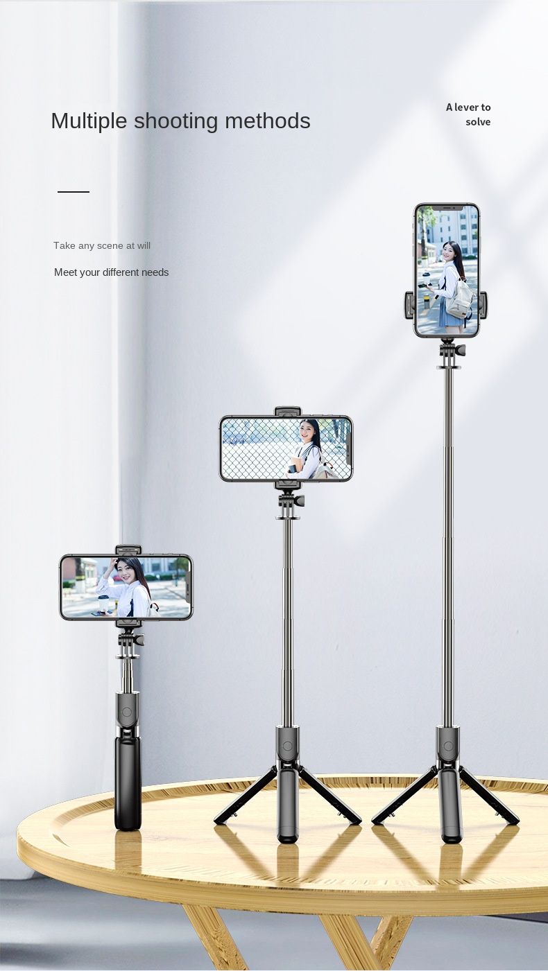 360 Degrees Rotatable Handheld Anti-Shake with Bluetooth Selfie Stick and Tripod for Live Broadcast_voghion.com