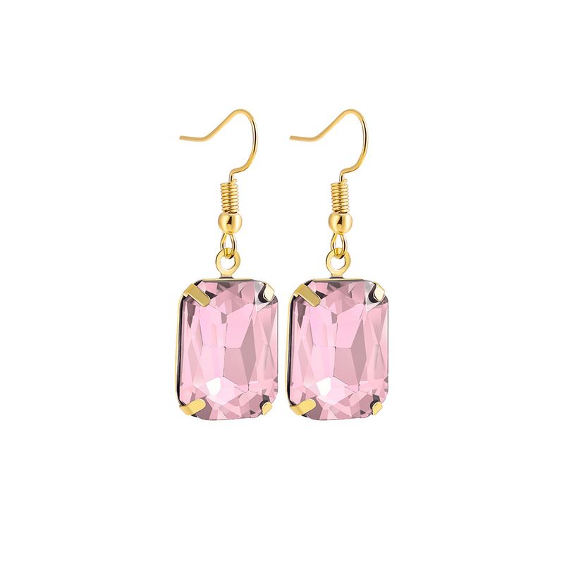 Women's Summer Niche Simple Ladies Earrings Square Color Zircon Earrings High End Earrings_voghion.com