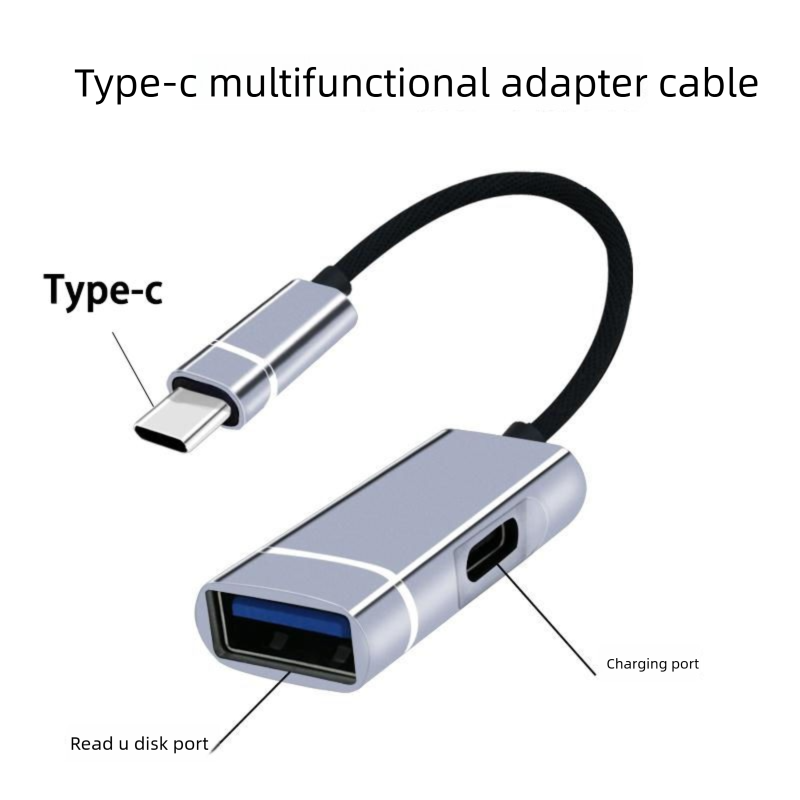 OTG-Konverter, wiederaufladbarer Typ-C-Mobiltelefon-Tablet-Flash-Laufwerk-Maus, multifunktionaler universeller 2-in-1-USB-Adapter_voghion.com