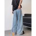 Hong Kong Style Design Wide-leg Jeans Men's Slightly Pulled Loose Large Size Light-colored Pants_voghion.com