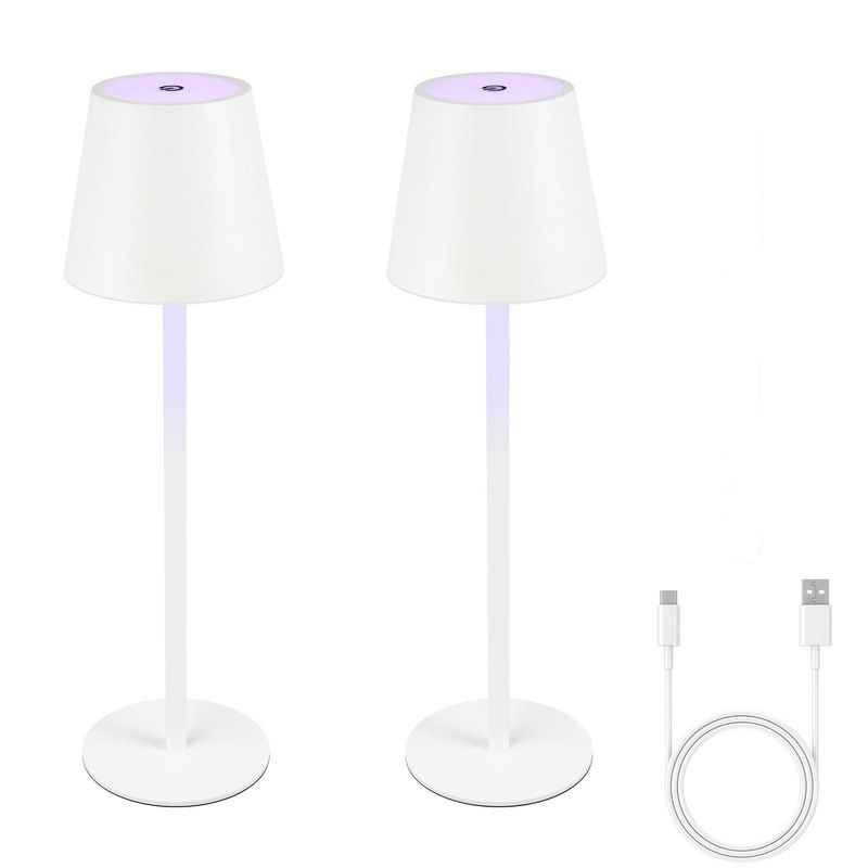 Nachttischlampe Akku Tischlampe Led - Weiß Kabellos 2er Set 6 FarbenRGB Touch Dimmbar Tischleuchte Aufladbar Akkulampe Batterie USB Akkuleuchte_voghion.com