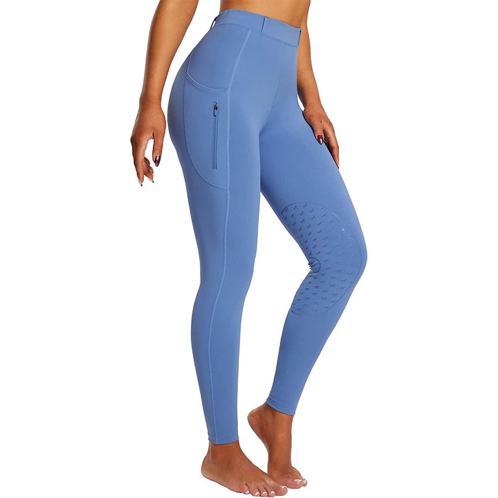 Women's Tight Pants With Zipper Pocket Riding Suit High Waist Tummy Control Half Silicone Equestrian_voghion.com