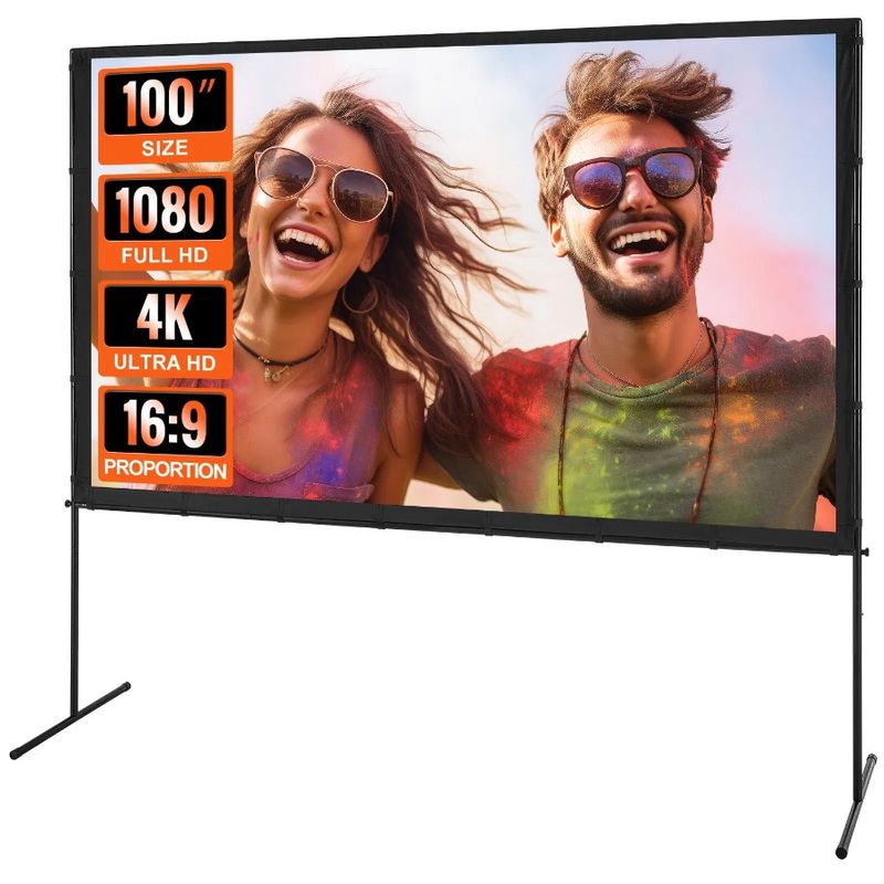 Screen 16:9 Screen Projector With With Outdoor Bar Stand 100 4K Movie Inch 1080 Fe Stand Screen With WrinkleFree Projection HD_voghion.com