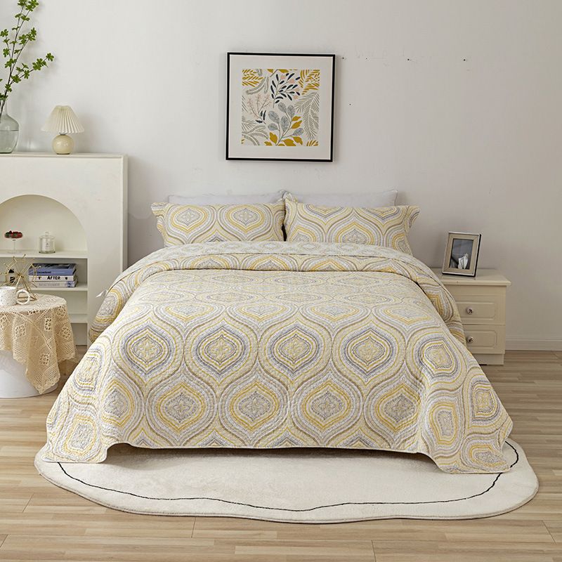 Set copriletto trapuntato stampato in 100% cotone - Copripiumino per tutte le stagioni, 3 pezzi, con 2 federe, coperta leggera lavabile_voghion.com