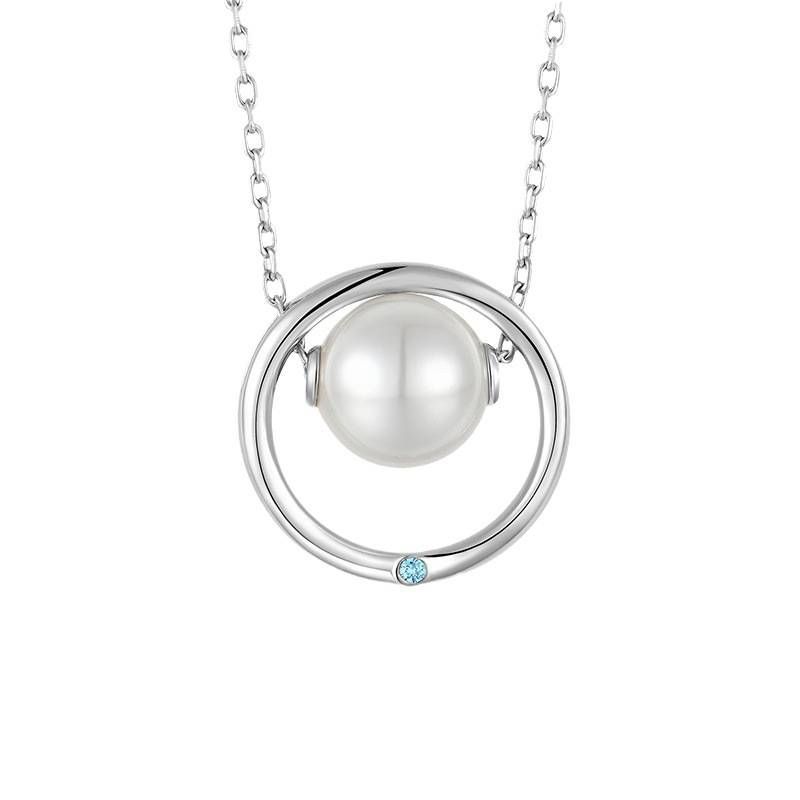 Bague Mobius, collier de perles de 10 mm, chaîne de clavicule pour femme, bijoux en argent_voghion.com