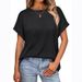 2025 Women's Solid Color Round Neck Casual Loose Summer Short Sleeved T-shirt_voghion.com