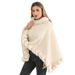 Women's Shawls Autumn And Winter New Imitation Rex Rabbit Fur Collar Pullover Shawl Irregular Large Size Knitted Cloak Loose Knitted Coat For Women_voghion.com