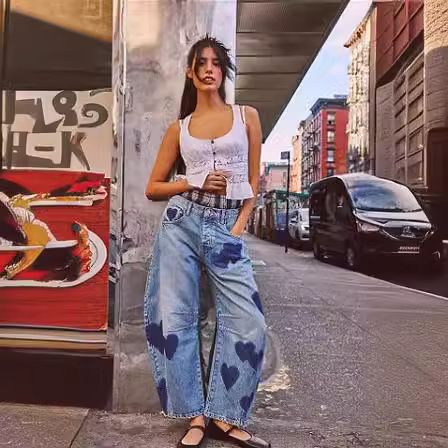 Women's Clothing Spring Casual Loose Mid Waist Tube Shaped Women's Jeans_voghion.com