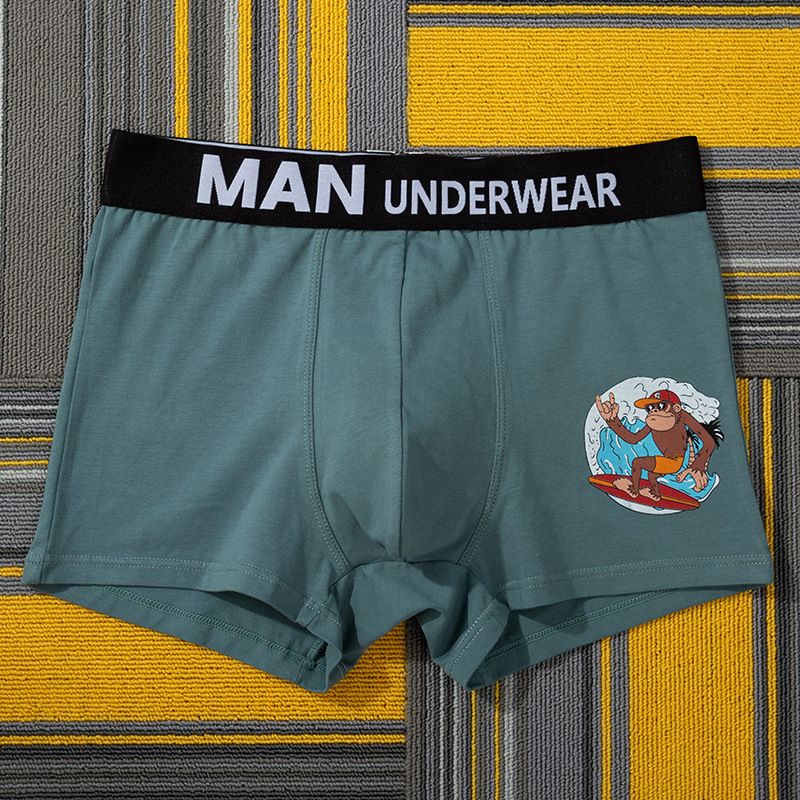 Intimo da uomo di tendenza New2024, boxer in puro cotone, traspirante autunnale, pantaloncini a quattro angoli con scimmia da surf_voghion.com