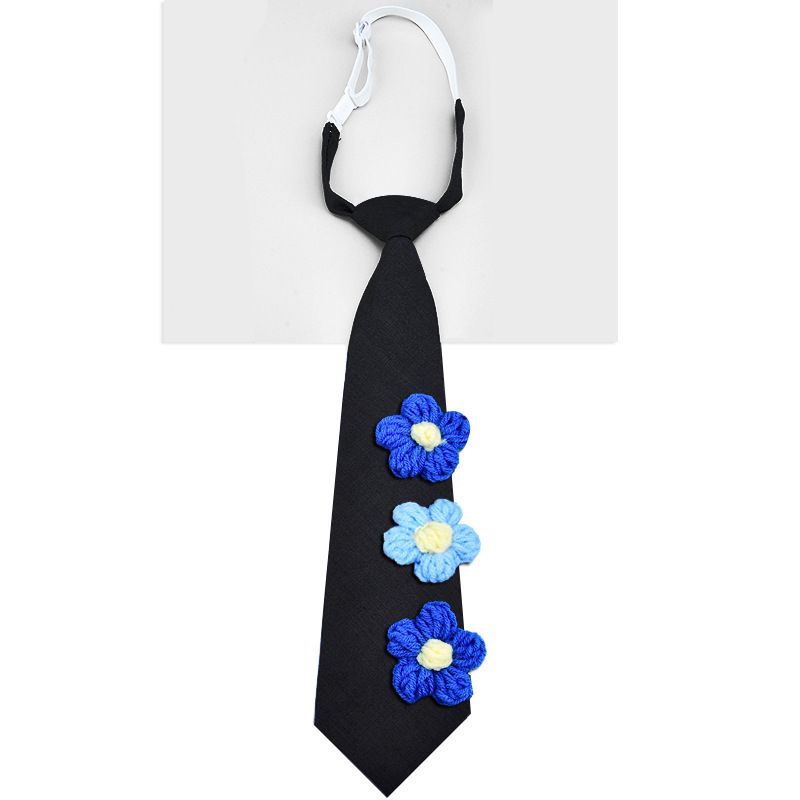 3D Small Flower Tie Matching Sweater Vest Shirt For Women No Knotting Required Er Ge Xiao Lu Zuo Same Style Personality_voghion.com