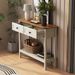 Farmhouse Style Console Table With 2 Drawer And Bottom Storage Shelf For Entryway, Rustic Side Table With Storage Drawer And Shelf For Living Room,_voghion.com