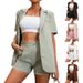 Women's Clothing Summer New Temperament Suit Set Solid Color Suit Jacket High Waist Shorts Two Piece Suit_voghion.com