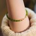 Natural Mini Green Chalcedony Beads 14K Gold Wrap Fine Style Light Luxury Best Friend High end Bracelet_voghion.com