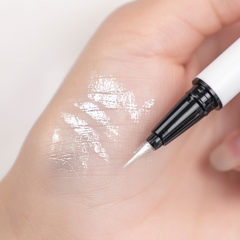 Diamant-Glitzer-Eyeliner, fluoreszierender Stift, wasserfest, perlweiß, heller Seidenschatten, flüssige Eyeliner-Kosmetik_voghion.com