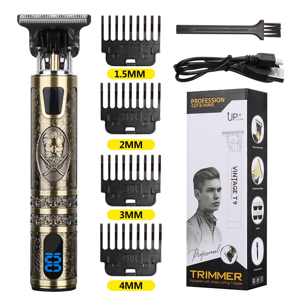 Rechargeable electric hair clippers carving gentleman new hair salon home hair clipper T9 oil head hair clipper bald artifact_voghion.com