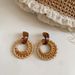 Summer Beach Vacation Style Rattan Fan-Shaped High-End Exaggerated Temperament Earrings Bohemian Unique Ear Accessories_voghion.com