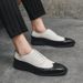 Can Ship Cross-Border Brogue Square Toe European And American Double Color Matching Men's Large Size Business Formal_voghion.com