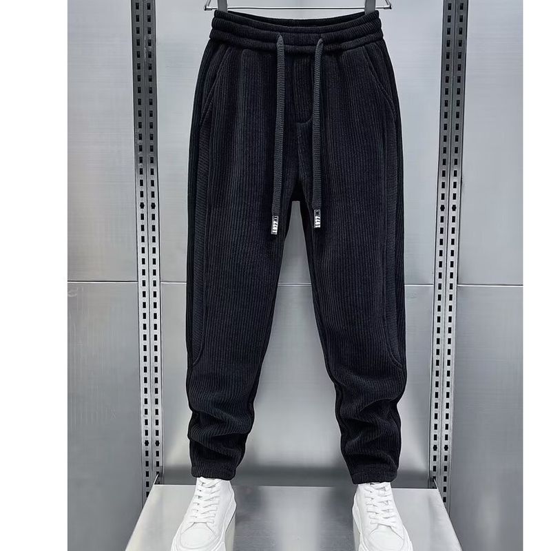 Herren Cord Freizeithose - Relaxed Fit Slim Leg Joggers für Frühling & Herbst, Bequemer Stretchstoff, Einfarbig (Schwarz, Braun, Beige)​_voghion.com