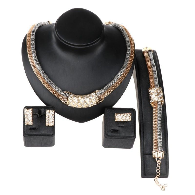 Fashion African Beads Jewelry Sets Dress Accessories Earrings Necklace Bracelet Ring  Crystal Wedding Sets_voghion.com