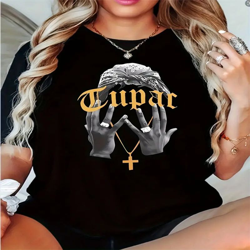 2025 Sommer europäischen und amerikanischen heißer Verkauf neue bedruckte Rundhals große Größe Kurzarm T-Shirt Tops_voghion.com