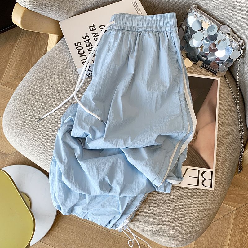 Pantaloni sportivi casual da donna, estivi, con elastico in vita e coulisse, nuovi design, larghi e larghi._voghion.com