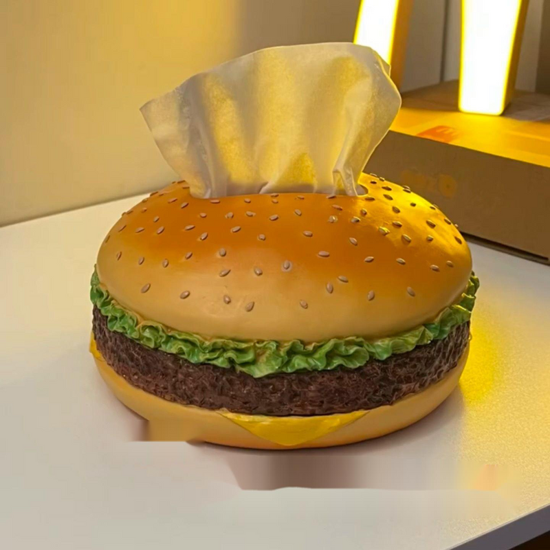 Same style hamburger tissue box creative, no worries, living room paper box, home fun decoration ornament_voghion.com