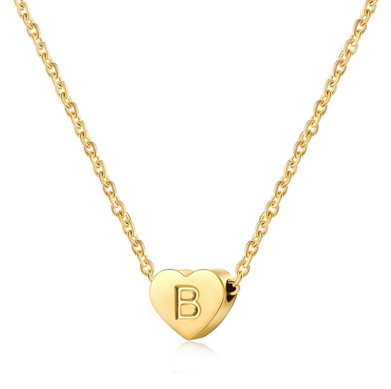 simple fashion heart 26 letters love letters titanium steel necklace_voghion.com