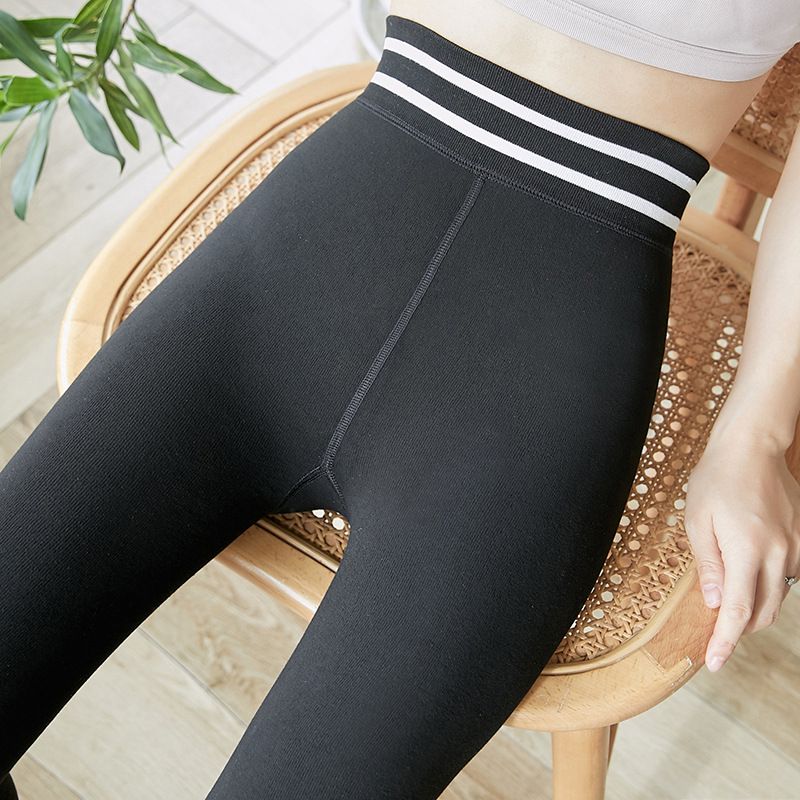 Kalça Kaldırma Pantolonu, Yüksek Bel, Sonbahar ve Kış Tayt, Kadın Peluş ve Kalınlaştırılmış All-in-one Pantolon, Dışında Basamak Giyen Pantolon_voghion.com