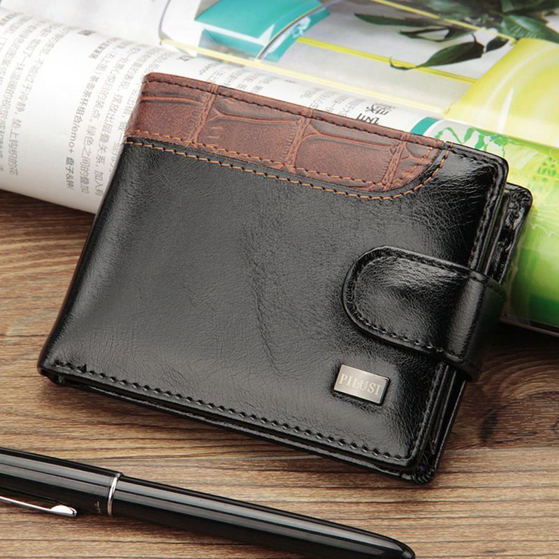 2023 Nya Patchwork Läder Plånböcker för män Kort Herrväska med myntficka Korthållare Märke Trifold Plånbok Herr Clutch Money Bag_voghion.com
