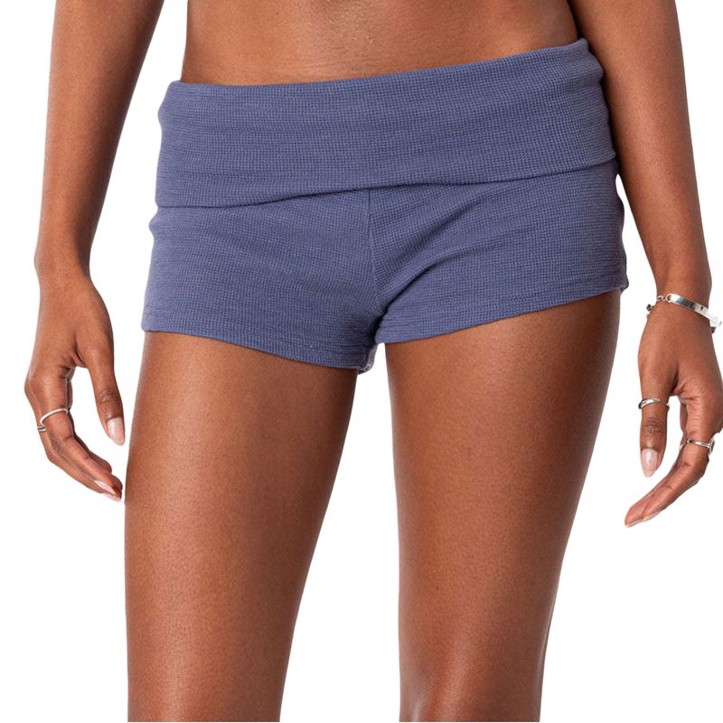 Pantaloni corti aderenti a vita bassa, casual, attillati, a righe, stile pieghettato, per l'estate delle donne_voghion.com