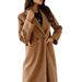 Sophisticated Wool-Blend Trench Coat – Double-Breasted Long Sleeve Overcoat For Women (Black, Burgundy, Military Green)_voghion.com