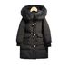 Girls’ Long Down Jacket – Stylish & Warm Winter Coat With 50%-55% White Duck Down (Black/Red, Sizes 140-160cm, Soft & Cozy)_voghion.com