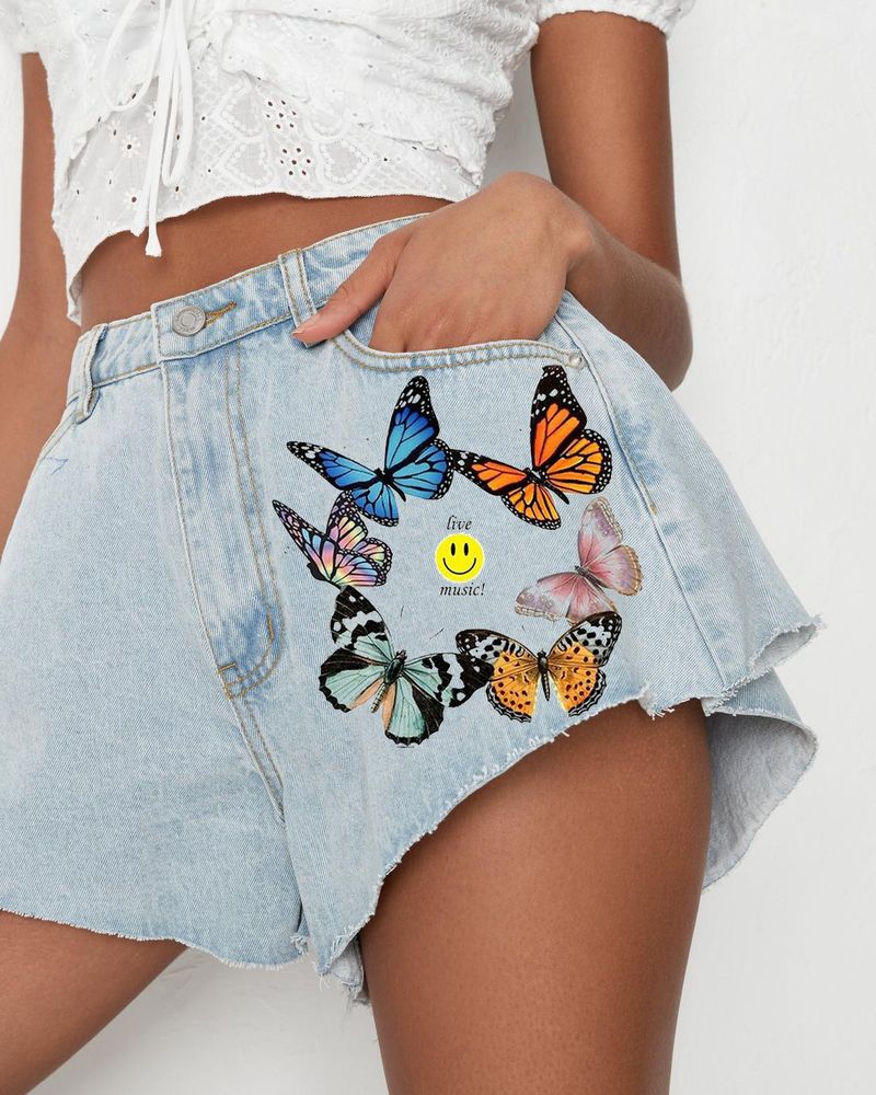Women's fashion British style fashion denim shorts_voghion.com
