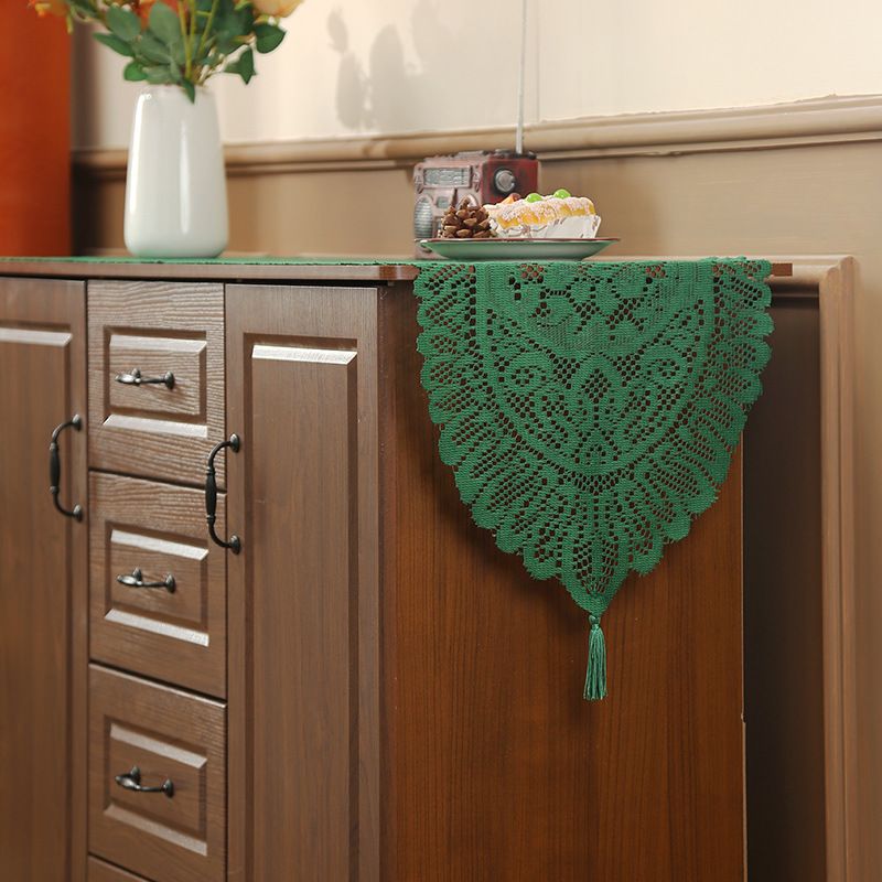 Elegant Lace Table Runner - Vintage Farmhouse Cover For Sideboard TV Stand & Coffee Table (150x40cm Boho Chic Decor Handmade Crochet Washable Cotton)​_voghion.com