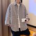 Spring and Autumn Couple Twill Grid Long Sleeve Shirt for Men's Casual Trendy Ins Loose Rascal Jacket_voghion.com