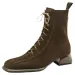 Lace Up Martin Boots: Winter Trendy Retro Versatile Square Toe High Heel Boots, Black/Green, 2024 Collection, Free_voghion.com
