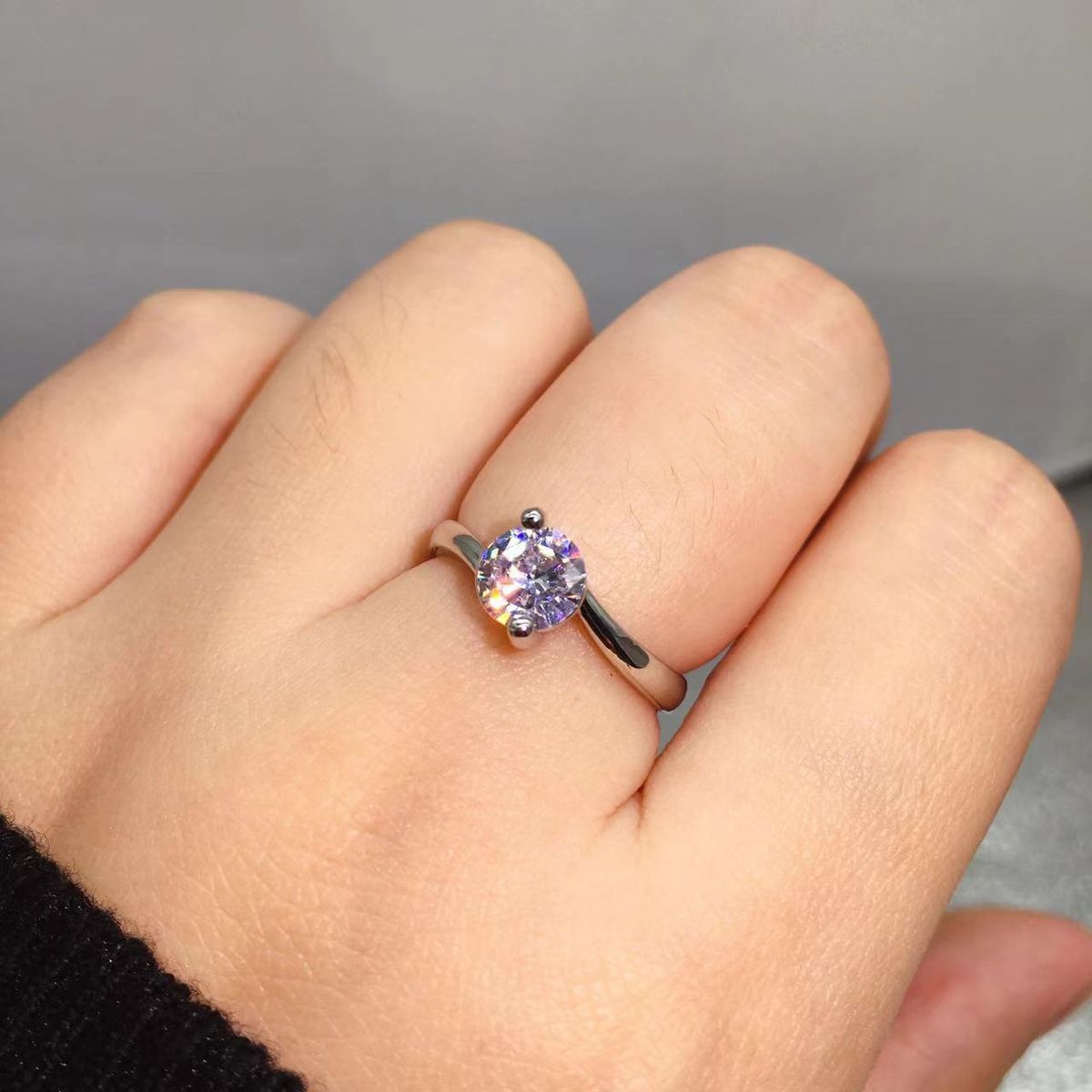 for Women Zircon Open Silver Plated Jewelry Wedding Moissanite Ring_voghion.com