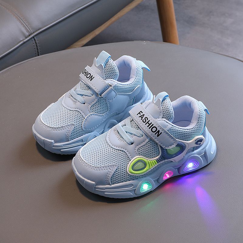 Autumn Little Boy Mesh Breathable Soft Bottom Non Slip Luminous Sports Running Shoes Girls Casual Toddler Shoes Trendy_voghion.com